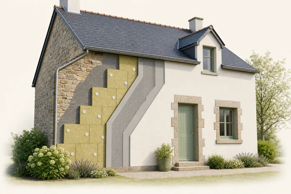 Isolation thermique extérieure d'une maison